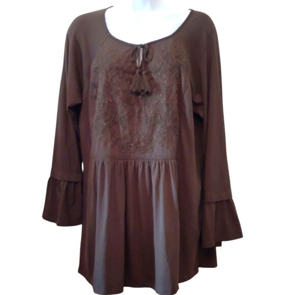 J.JILL Boho  Baby Doll Knit Long Sleeve Top  Size M - Picture 1 of 10